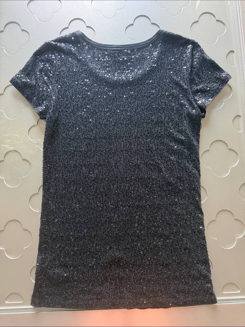 DKNY Black Sequin Short Sleeve Top Tee T-shirt Womens Size Small - Picture 11 of 11